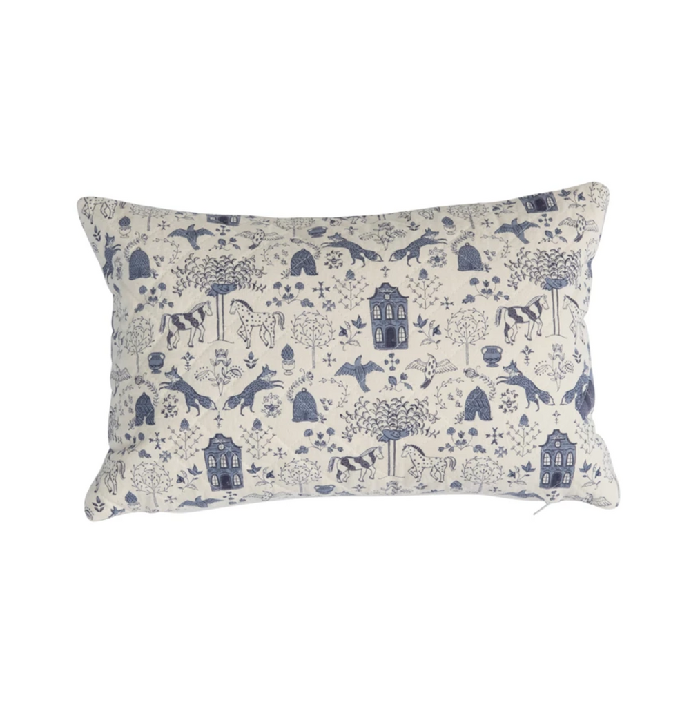Quilted Cotton Lumbar Pillow with Pattern