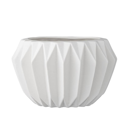 White Fluted Flower Pot, 6.25" x 4"