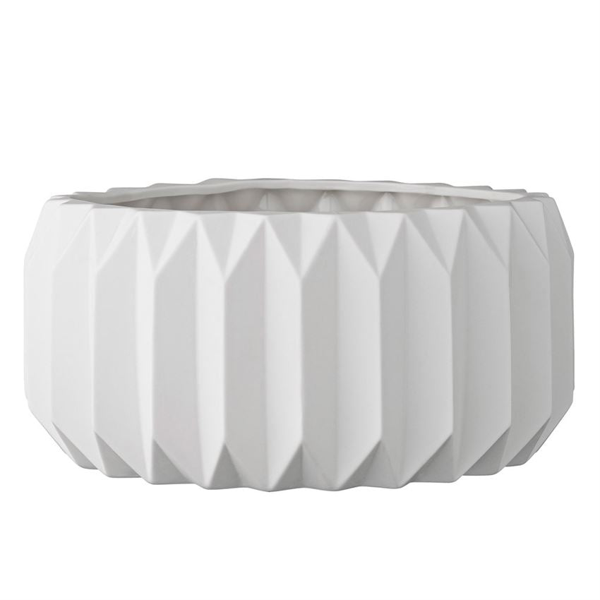 White Fluted Flower Pot