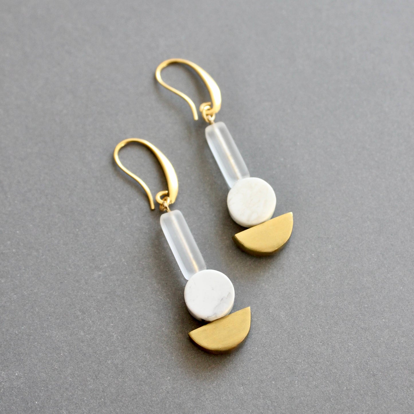 David Aubrey Jewelry - ISLE14 White and brass geometric earrings