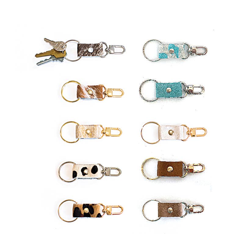 Beaudin - Key Chain | Leather & Hair on Hide - Brown/White