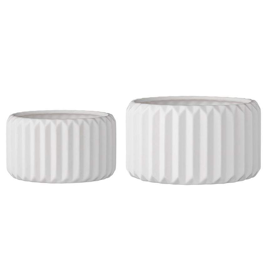 Fluted Flower Pots, Stone White, Small