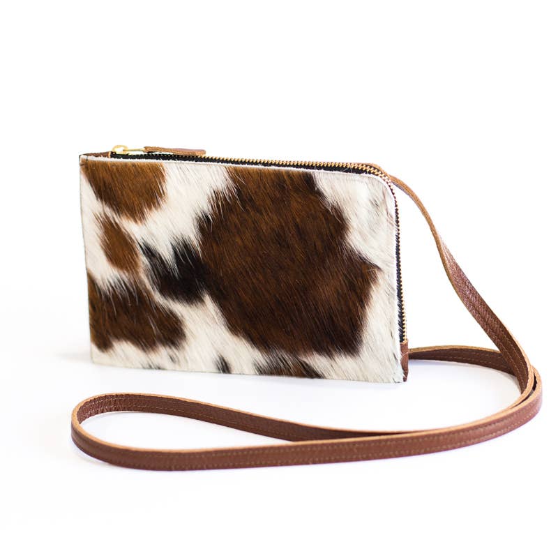 Beaudin - Zoe Crossbody |  Brown+White Cowhide