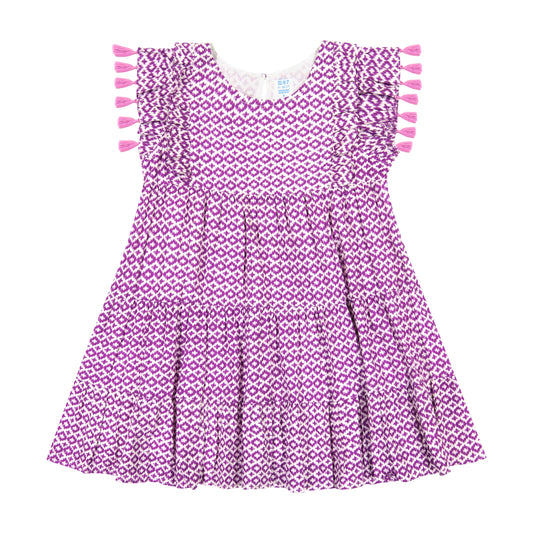 Mer St. Barth - Sophie tassel dress amethyst ikat, 2 yrs