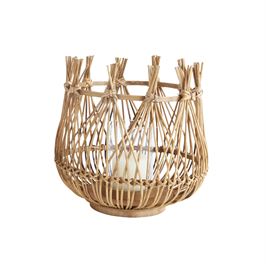 Bamboo Candle Holder w/ Glass Insert