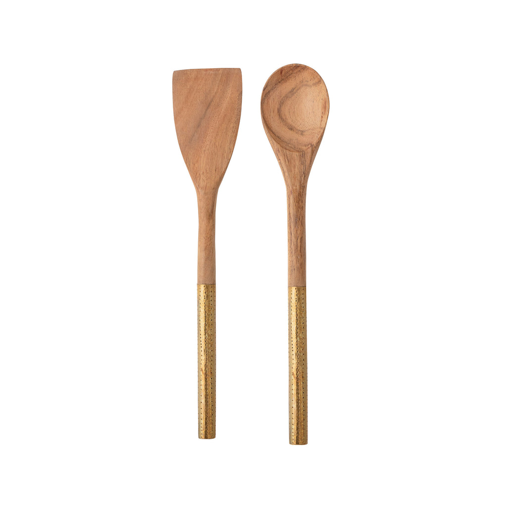 Wood Utensils with Brass Handles, 2 Styles