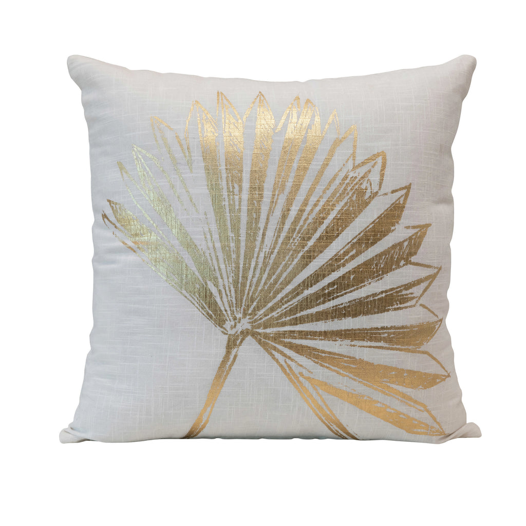 Cotton Pillow with Palm Leaf