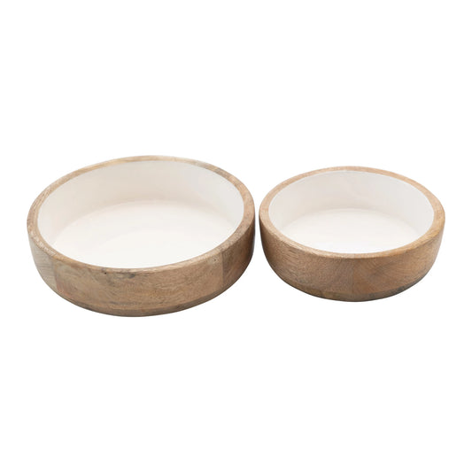 Mango Wood Bowl Enamel Interior - Medium