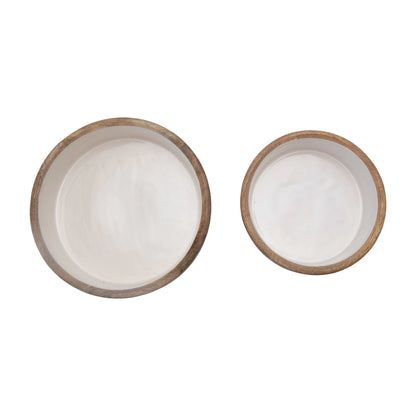 Mango Wood Bowl Enamel Interior - Medium