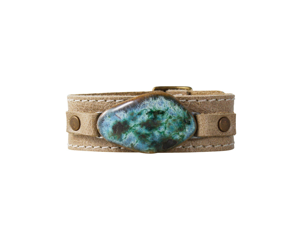 Dandy Jewelry - Gem ID Buck Bracelet: Khaki Leather, Mystic