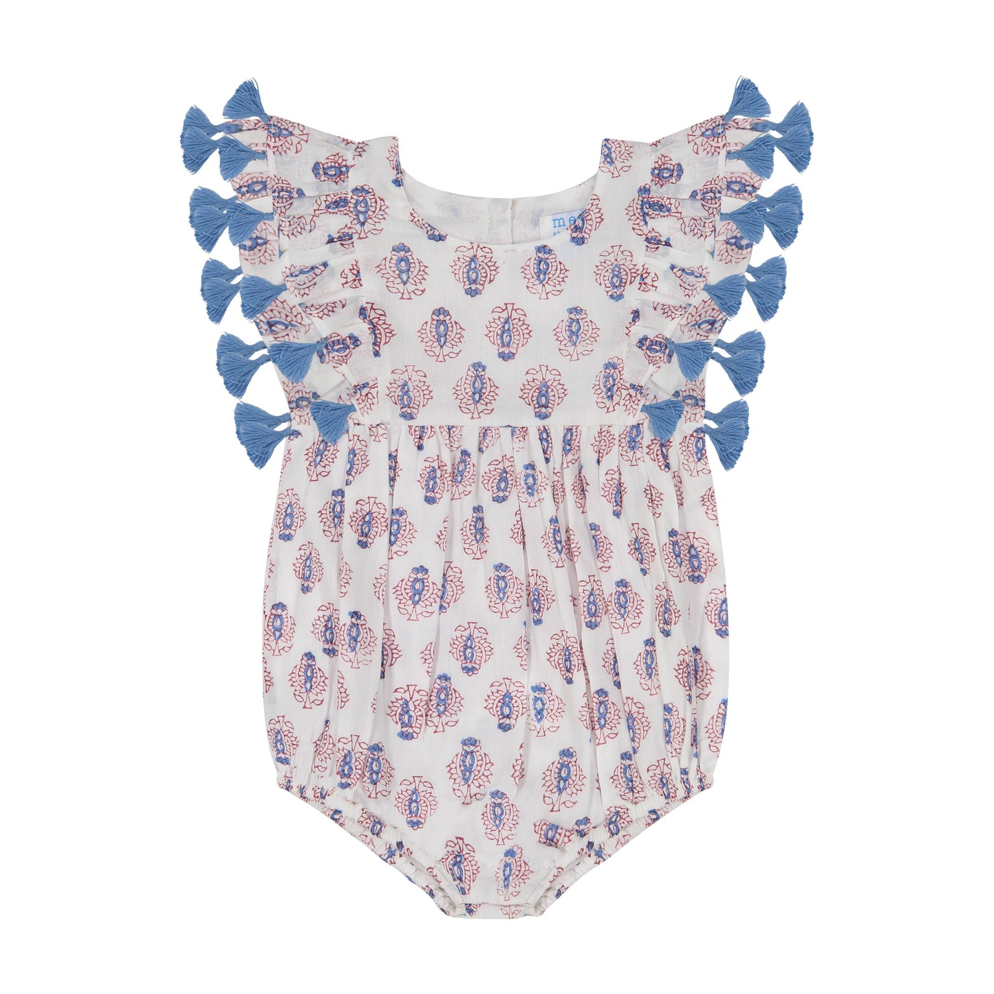 Mer St. Barth - Anna baby romper red blue block print, 12-18 mo