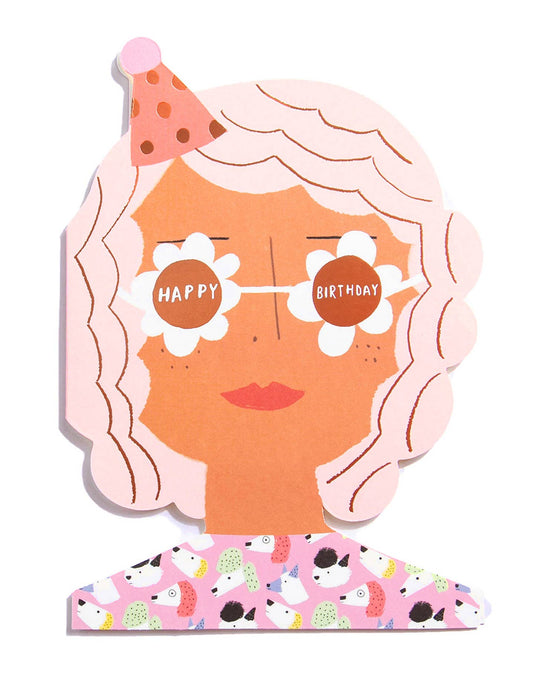 Carolyn Suzuki - PARTY GIRL - Shaped Birthday Card