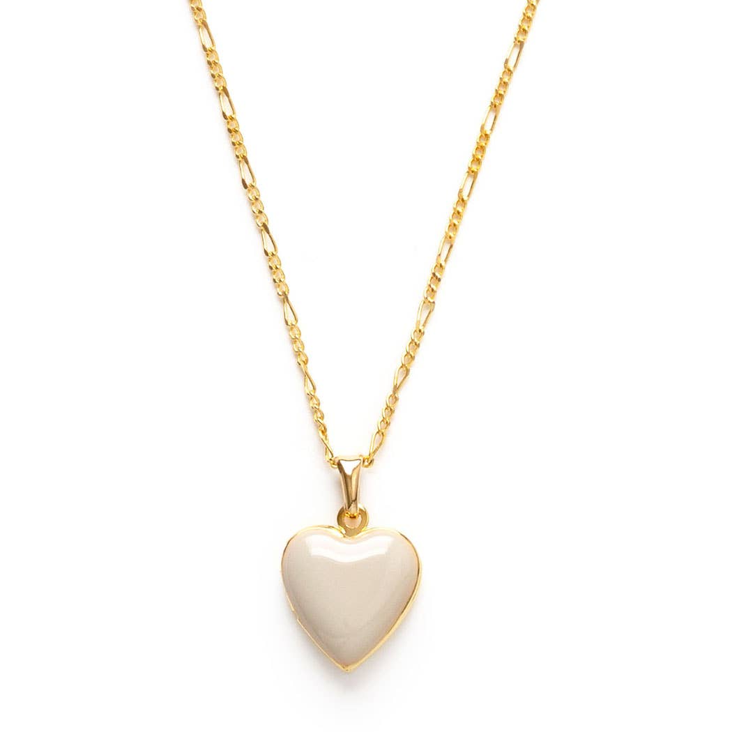 Amano Studio - Small Beige Heart Enamel Locket