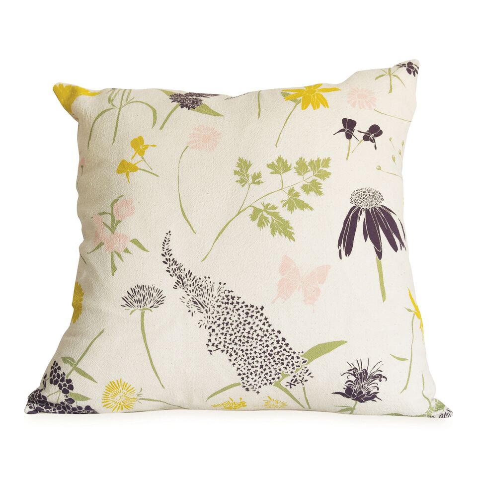 June & December - Butterfly Garden Pillow with Faux Down Insert