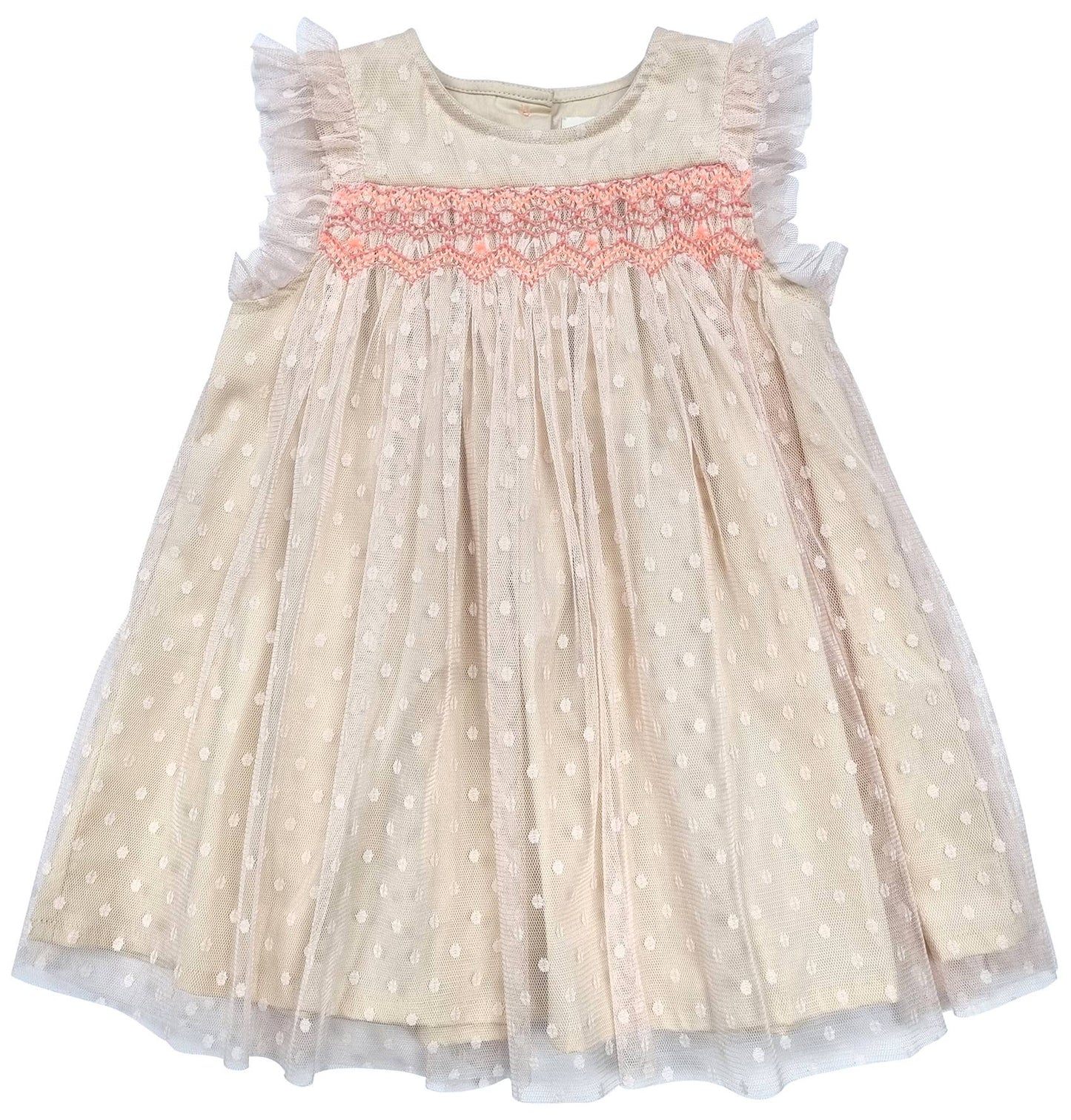 Albetta, EFL Kids - Hand Smocked Polka Dots Net Dress