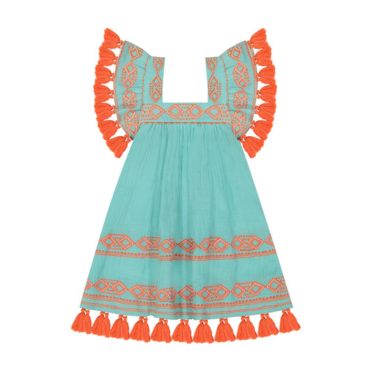 Mer St. Barth - serena tassel dress-mint, 4 yrs