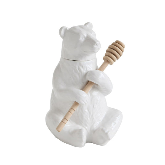 Honey Bear Pot with Bamboo Honey Dipper