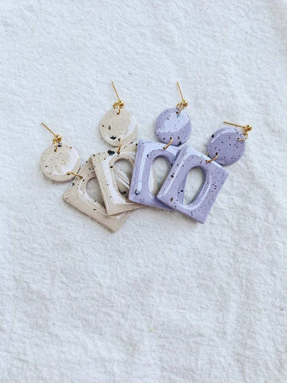 Whiskey + Wine - Speckled Veda Earrings: Speckled Cream