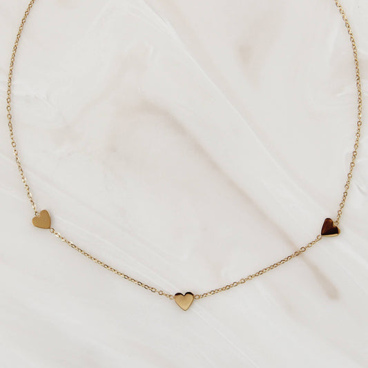 MAIVE - Three Heart Necklace: Gold / 16" - 18" Necklace