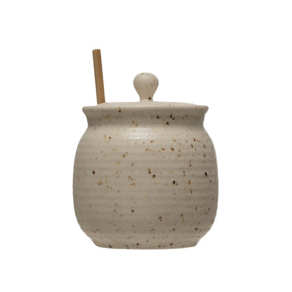 Speckled Honey Jar with Honey Dipper