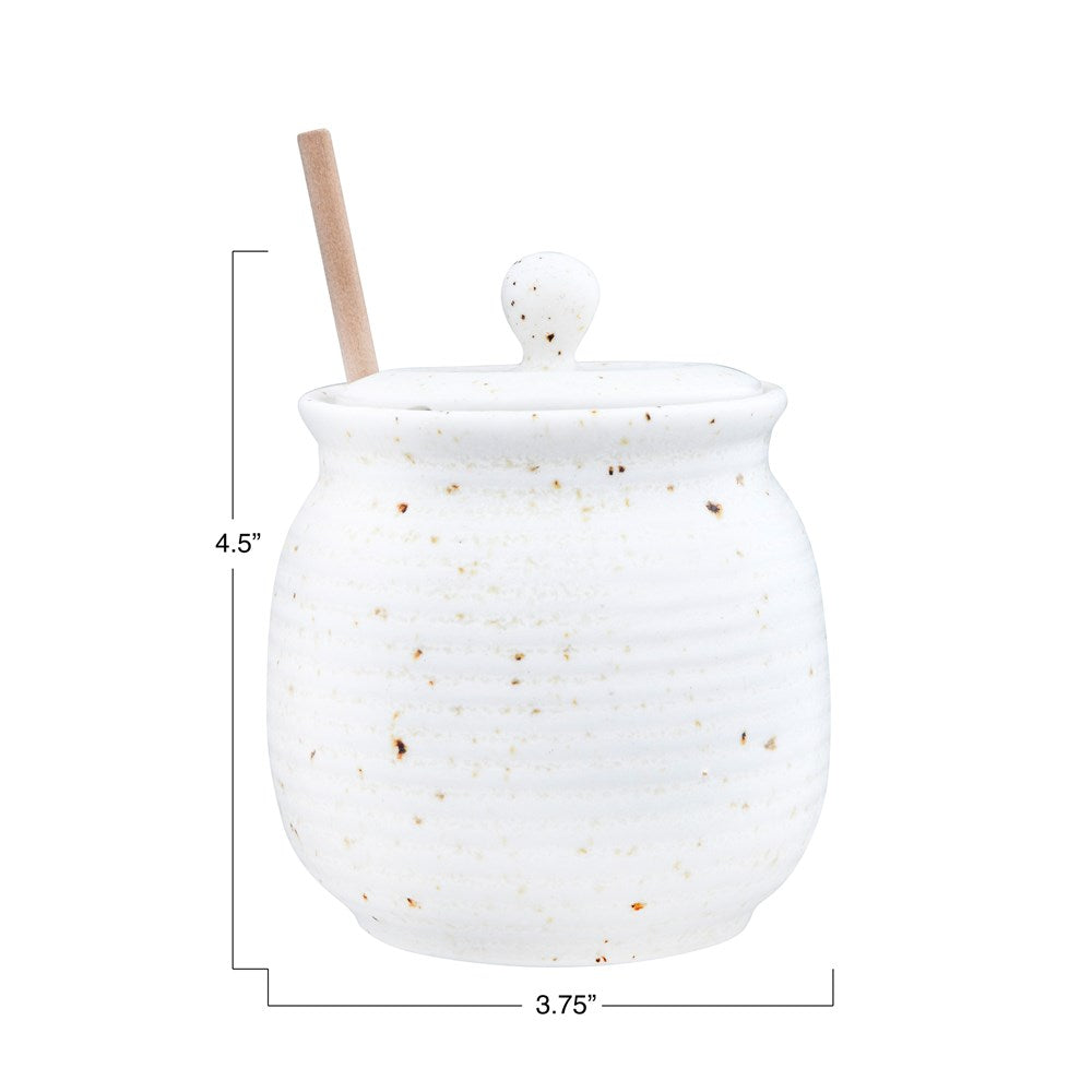 Speckled Honey Jar with Honey Dipper