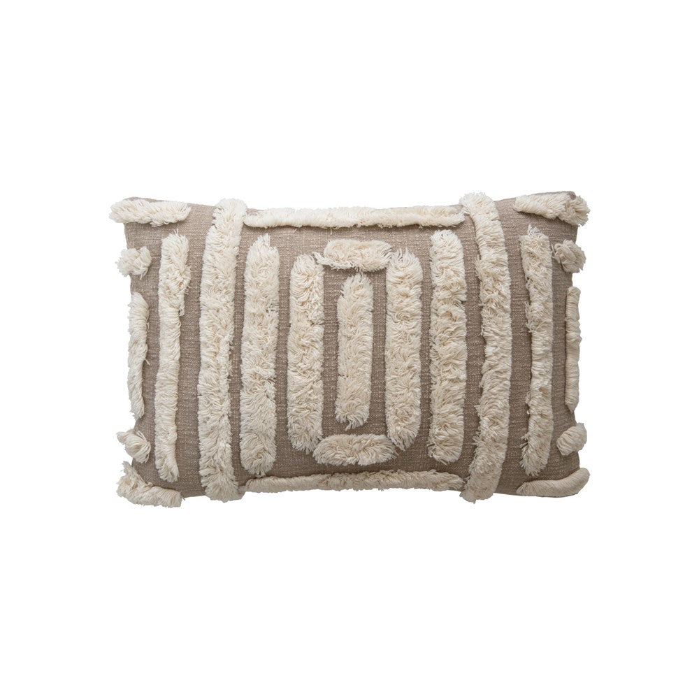 Tufted & Woven Cotton Lumbar Pillow
