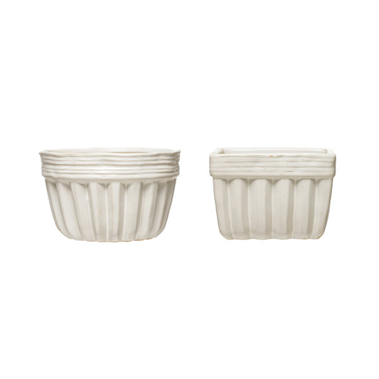 Stoneware Bowl with Reactive Glaze, 2 Styles