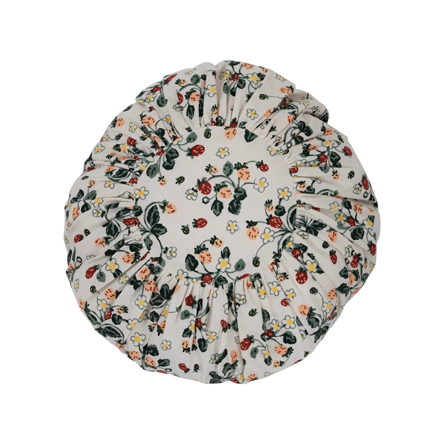 Cotton Pleated Pillow with Floral Pattern