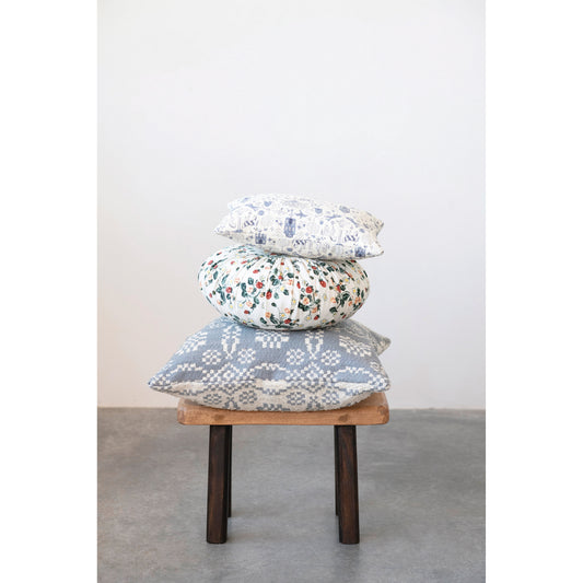 Quilted Cotton Lumbar Pillow with Pattern