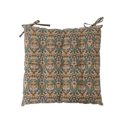 Cotton Printed Chair Cushion with Floral Pattern