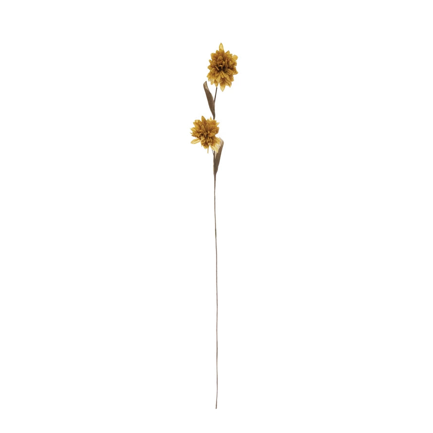 Paper Chrysanthemum Flower Spray, Mustard