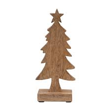 Hand-Carved Mango Wood Christmas Tree on Stand, Large