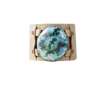 Dandy Jewelry - Gem Cuff: Khaki Leather, Cheetah