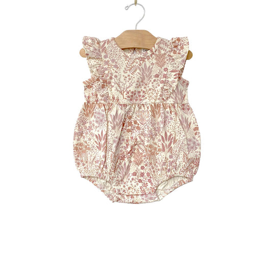 City Mouse Studio - Flutter Sleeve Romper- Pastel Gardens 2 Y