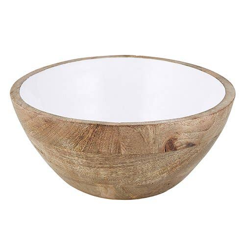47th & Main (Creative Brands) - Wooden White Enamel Bowl Sm