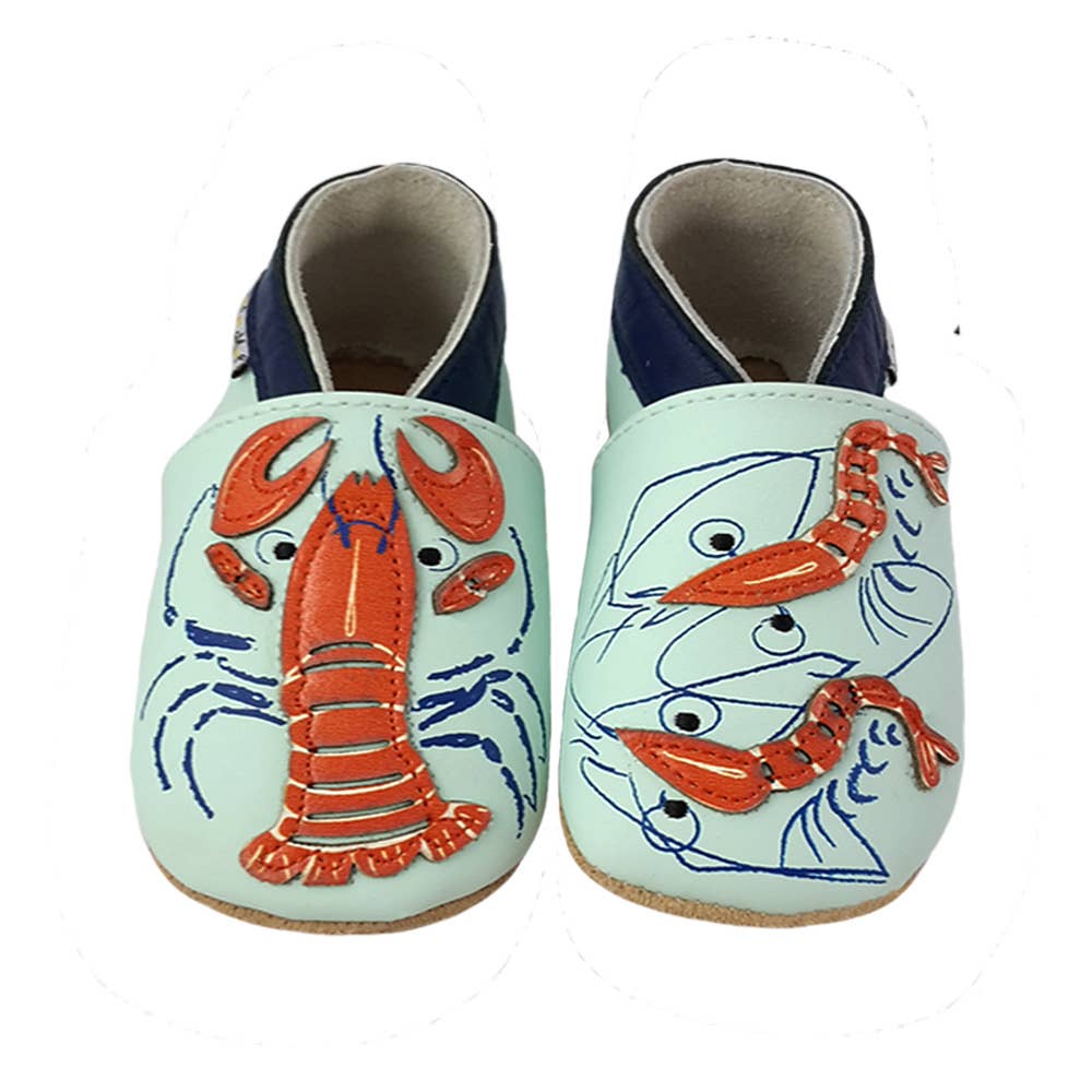 LAIT ET MIEL - Baby leather slippers - Lobster, 12-18 mo