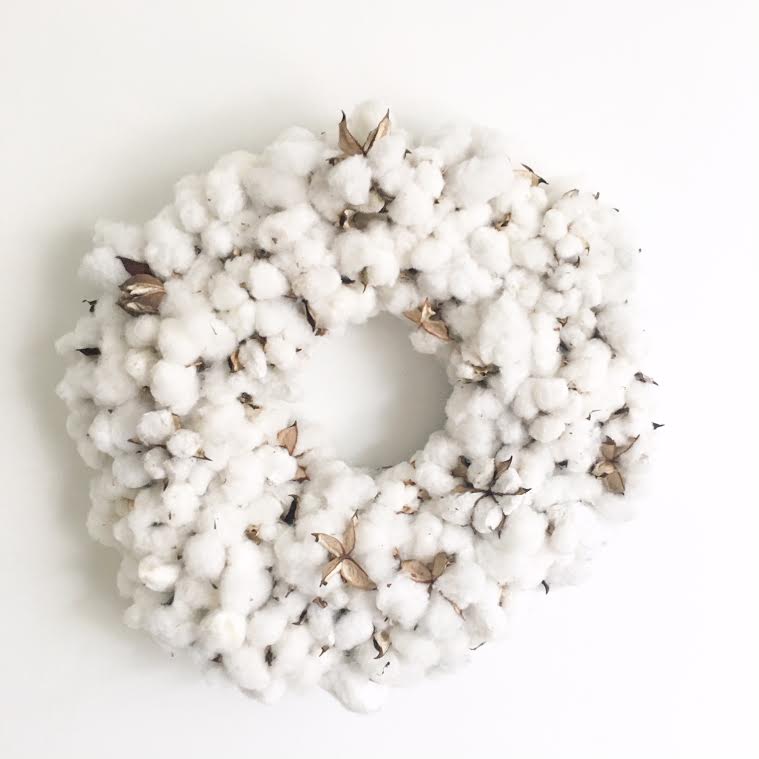 Cotton Snowball Holiday Wreath 24"