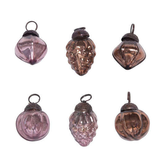 Bronze & Plum Colors Glass Ornaments, Set of 36