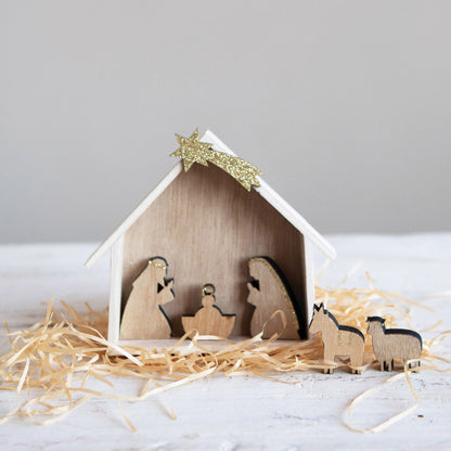 Wood Nativity, Set of 6