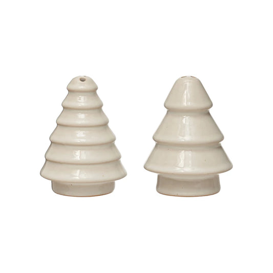 Stoneware Tree Salt and Pepper Shakers