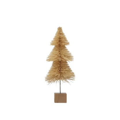 Cream Sisal Bottle Brush Tree with Wood Base: Medium